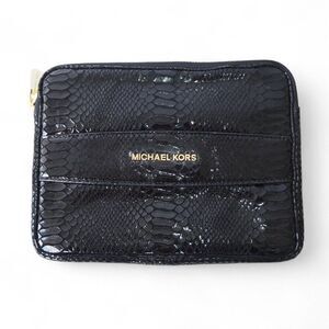 Michael Kors‎ Patent Leather Croc Print Tablet Mini Clutch Black / Gold
